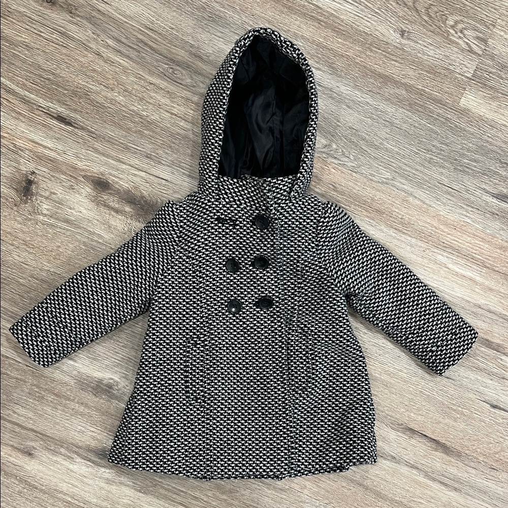 Old Navy Girls Gingham Pea Coat Jacket 18-24 months